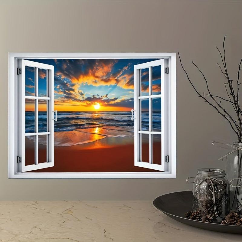 Neon Sunset Ocean Beach Tropical Island Wilderness Nature Canvas Poster