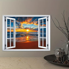 Neon Sunset Ocean Beach Tropical Island Wilderness Nature Canvas Poster