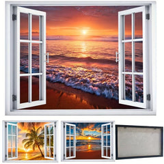 Neon Sunset Ocean Beach Tropical Island Wilderness Nature Canvas Poster