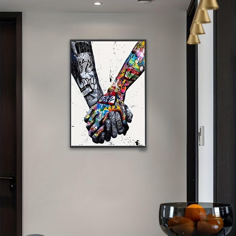 Abstract Street Art Poster Couple Holding Hands Graffiti Canvas Print