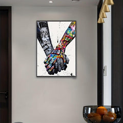 Abstract Street Art Poster Couple Holding Hands Graffiti Canvas Print