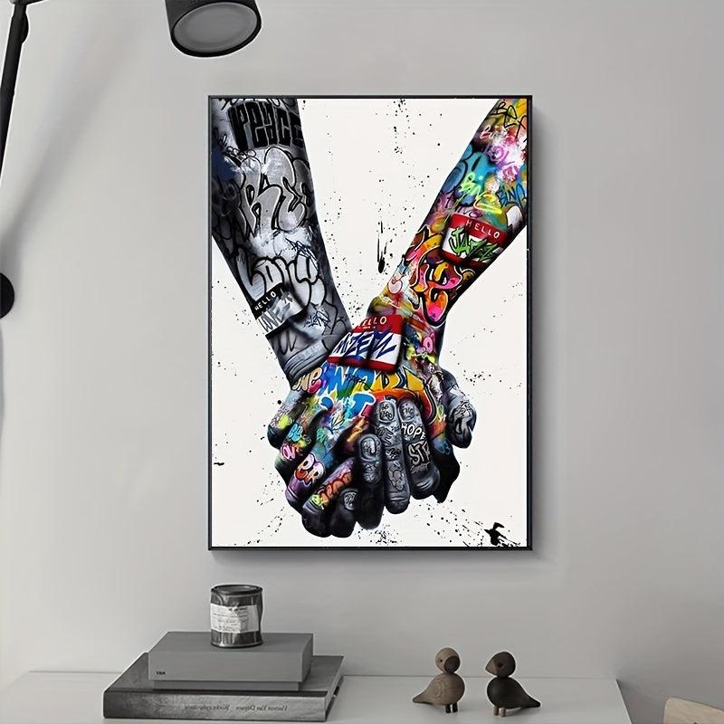Abstract Street Art Poster Couple Holding Hands Graffiti Canvas Print