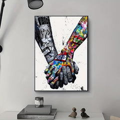 Abstract Street Art Poster Couple Holding Hands Graffiti Canvas Print
