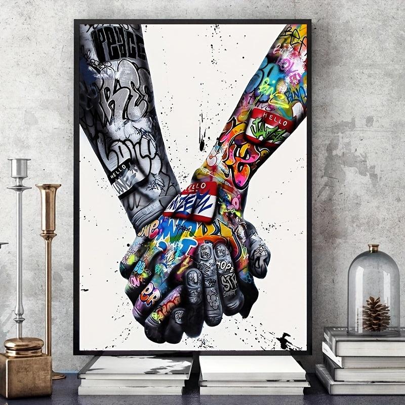 Abstract Street Art Poster Couple Holding Hands Graffiti Canvas Print