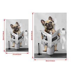 Funny Dog Bathroom Wall Art Canvas Bulldog Bathroom Decor