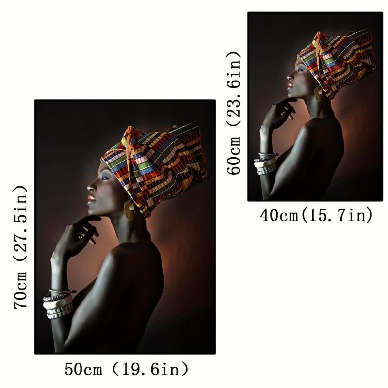 African Art Girl Wall Canvas Painting for Living Room Decor