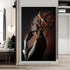 African Art Girl Wall Canvas Painting for Living Room Decor