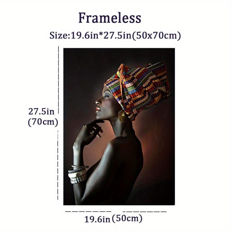 African Art Girl Wall Canvas Painting for Living Room Decor