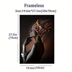 African Art Girl Wall Canvas Painting for Living Room Decor