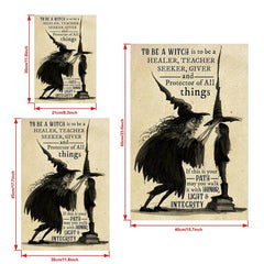 Vintage Witch Art Print with Witchcraft Symbols and Spells