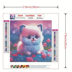 DIY Round Diamond Painting Cartoon Cat Animal 20x20cm