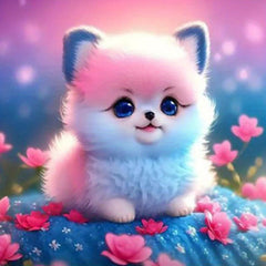 DIY Round Diamond Painting Cartoon Cat Animal 20x20cm