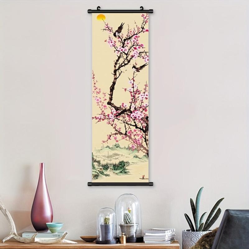 Nordic Canvas Posters Mountain Plum Blossom Chinese Landscape Wall Art