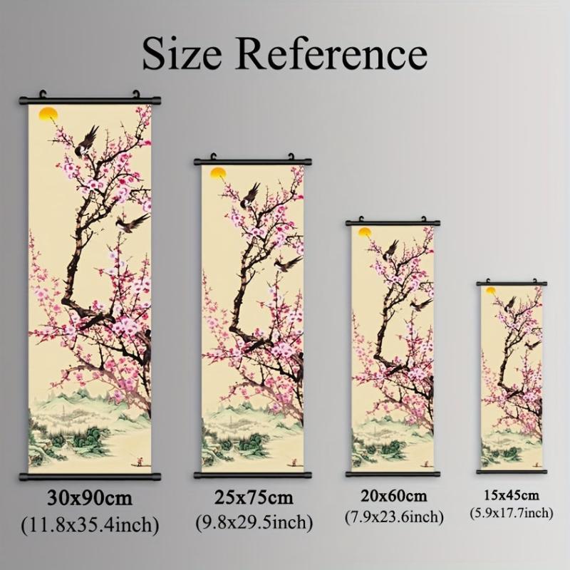 Nordic Canvas Posters Mountain Plum Blossom Chinese Landscape Wall Art