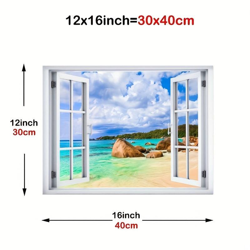 Framed Art Canvas Poster Tropical Palm Tree Beach Island Paradise Painting