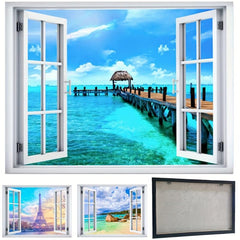Framed Art Canvas Poster Tropical Palm Tree Beach Island Paradise Painting