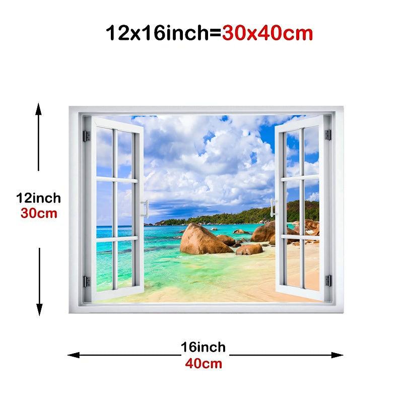 Framed Art Canvas Poster Tropical Palm Tree Beach Island Paradise Painting