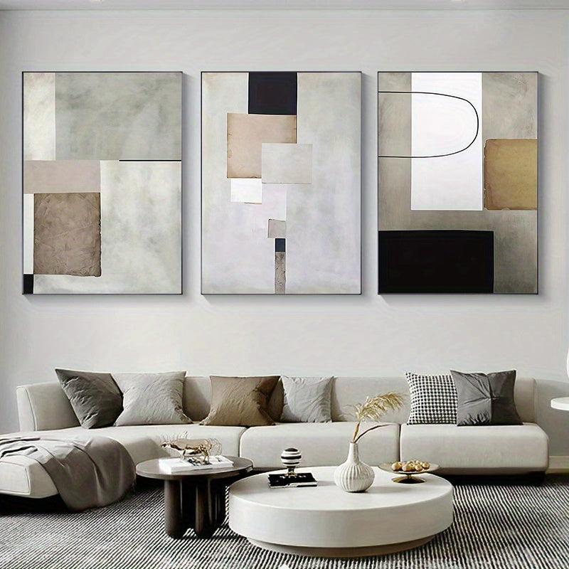 3pcs Geometric Abstract Painting for Living Room Wall Decor