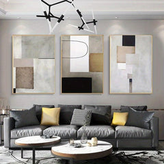3pcs Geometric Abstract Painting for Living Room Wall Decor