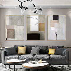 3pcs Geometric Abstract Painting for Living Room Wall Decor
