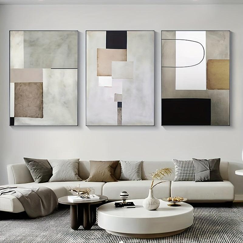 3pcs Geometric Abstract Painting for Living Room Wall Decor
