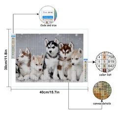 DIY Diamond Painting Five Dogs Full Drill Rhinestone Craft Wall Art Home Decor