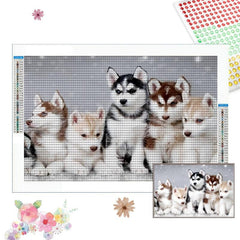 DIY Diamond Painting Five Dogs Full Drill Rhinestone Craft Wall Art Home Decor