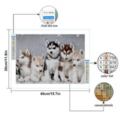 DIY Diamond Painting Five Dogs Full Drill Rhinestone Craft Wall Art Home Decor