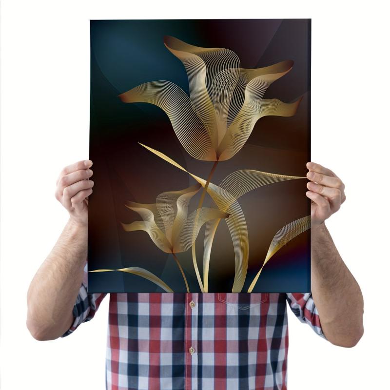3pcs Abstract Golden Flower Nordic Art Plant Wall Decoration