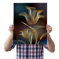 3pcs Abstract Golden Flower Nordic Art Plant Wall Decoration
