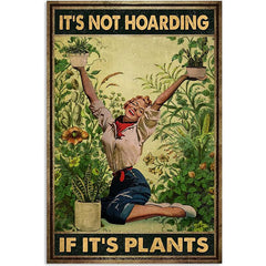 Plants Lady Poster Vintage Gardener Tin Sign 20x30