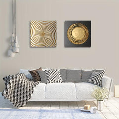 2pcs Golden Circle Decorative Paintings for Home and Office Decor