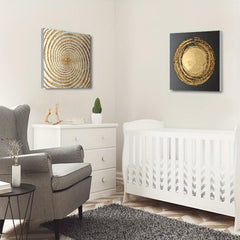 2pcs Golden Circle Decorative Paintings for Home and Office Decor