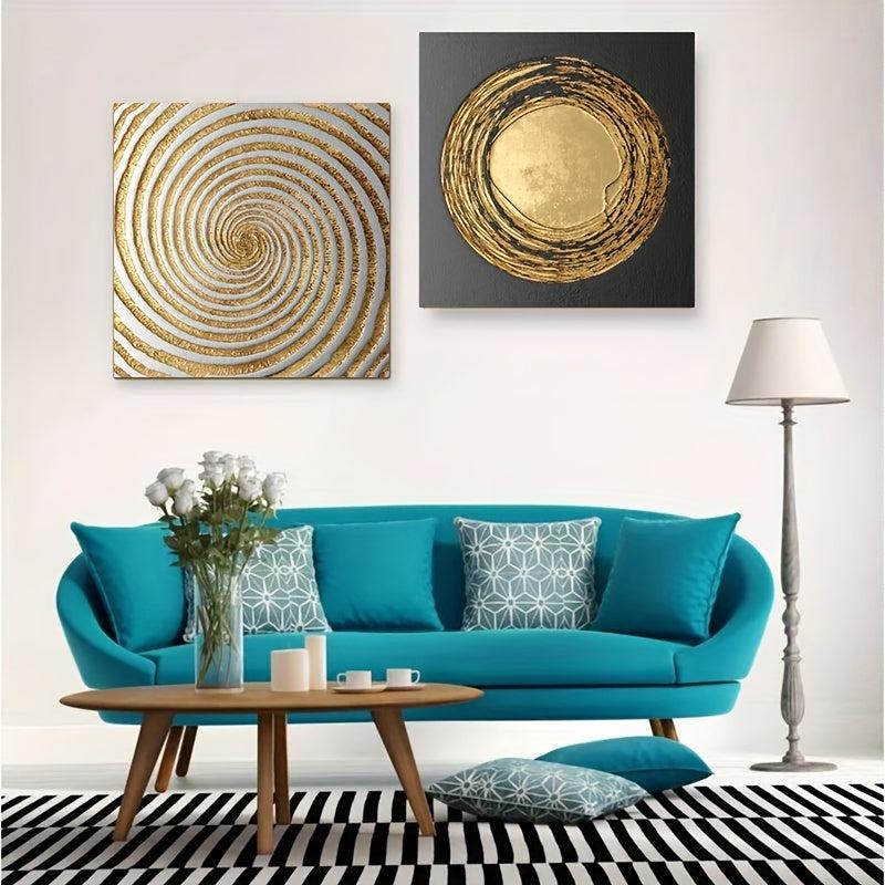 2pcs Golden Circle Decorative Paintings for Home and Office Decor
