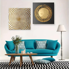 2pcs Golden Circle Decorative Paintings for Home and Office Decor