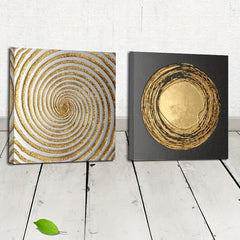 2pcs Golden Circle Decorative Paintings for Home and Office Decor