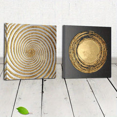 2pcs Golden Circle Decorative Paintings for Home and Office Decor