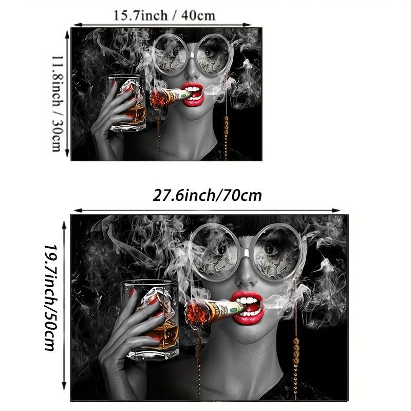 Smoking Woman Painting Canvas Wall Art
