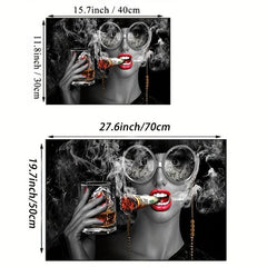 Smoking Woman Painting Canvas Wall Art