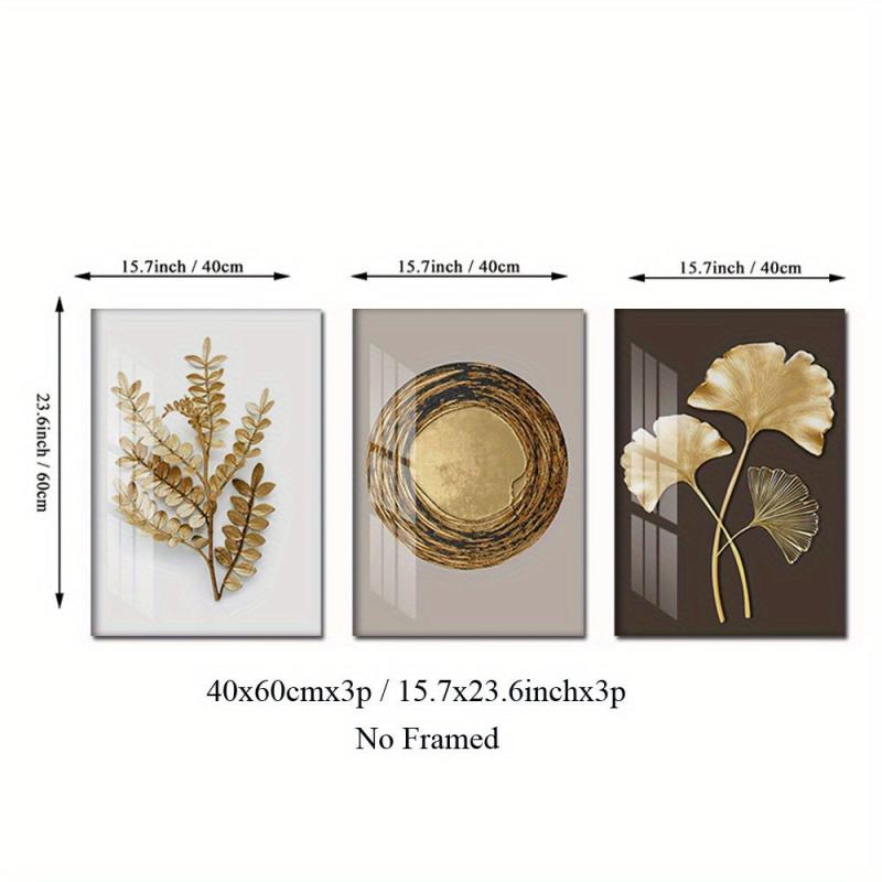 3pcs Ginkgo Biloba Leaves Canvas Art Posters Nordic Style Wall Decor