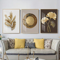 3pcs Ginkgo Biloba Leaves Canvas Art Posters Nordic Style Wall Decor