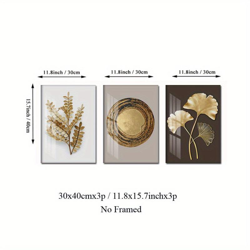3pcs Ginkgo Biloba Leaves Canvas Art Posters Nordic Style Wall Decor