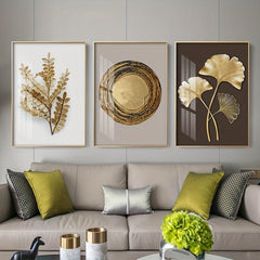 3pcs Ginkgo Biloba Leaves Canvas Art Posters Nordic Style Wall Decor
