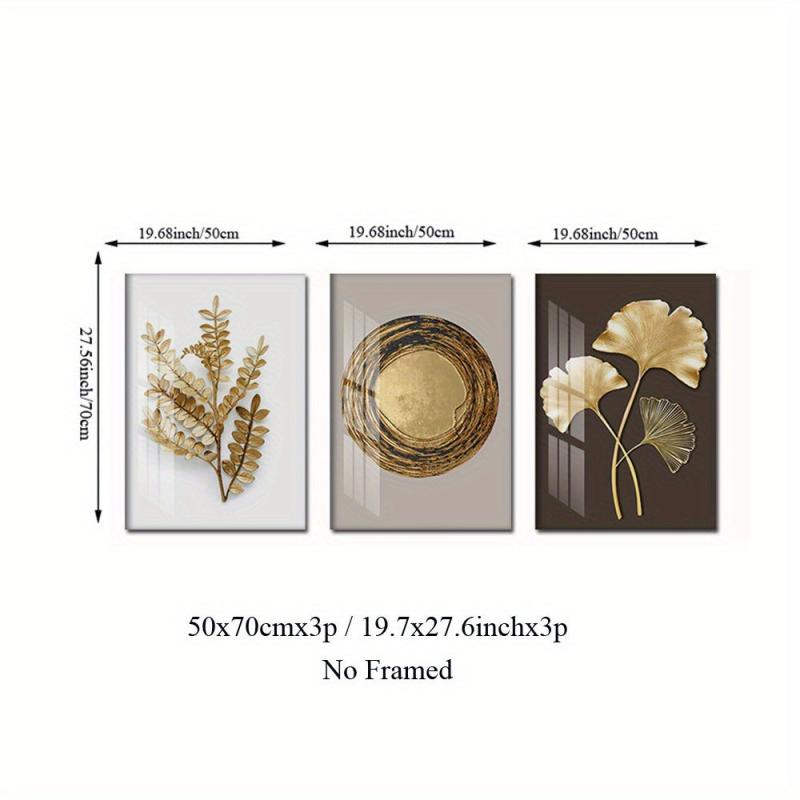 3pcs Ginkgo Biloba Leaves Canvas Art Posters Nordic Style Wall Decor