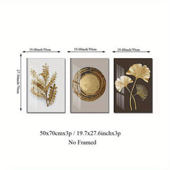 3pcs Ginkgo Biloba Leaves Canvas Art Posters Nordic Style Wall Decor