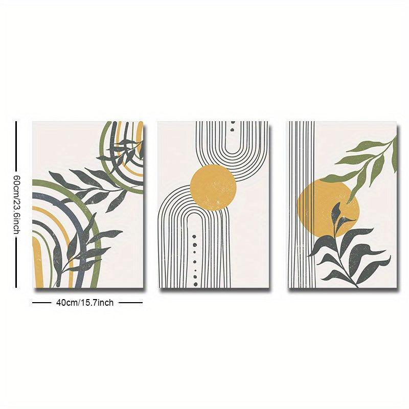 3pcs Boho Style Vintage Abstract Geometry Art Canvas Prints Set