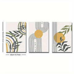 3pcs Boho Style Vintage Abstract Geometry Art Canvas Prints Set