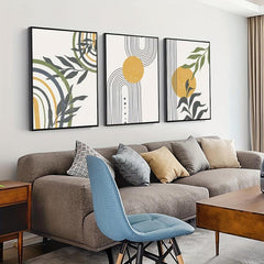 3pcs Boho Style Vintage Abstract Geometry Art Canvas Prints Set