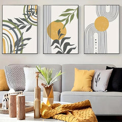 3pcs Boho Style Vintage Abstract Geometry Art Canvas Prints Set