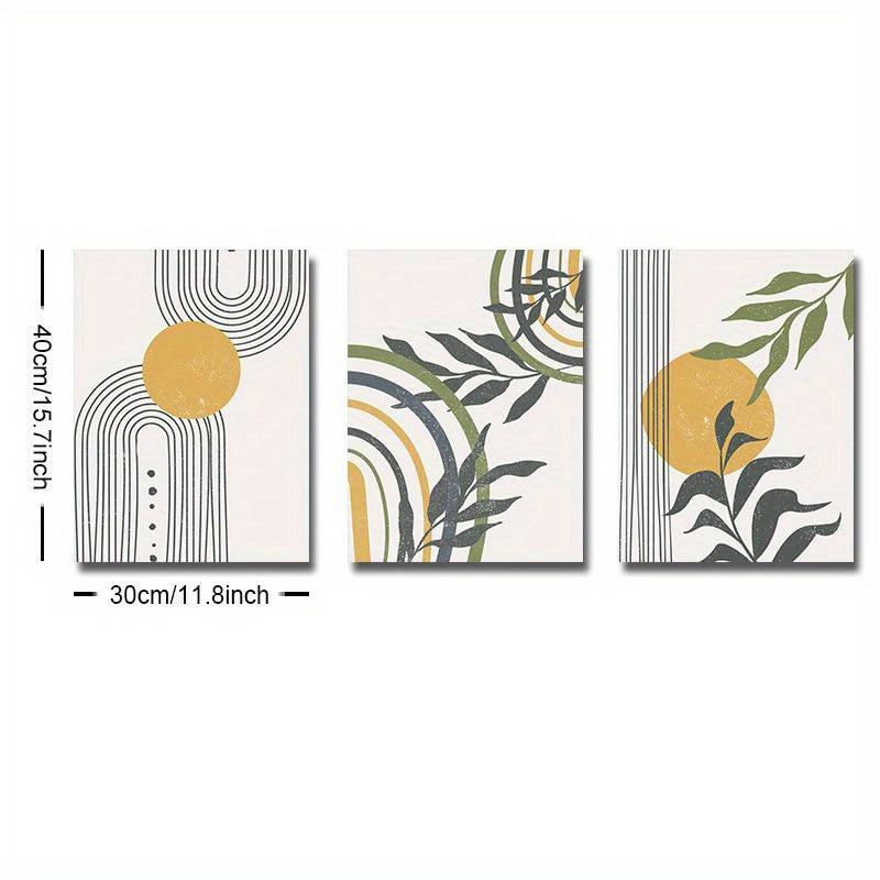 3pcs Boho Style Vintage Abstract Geometry Art Canvas Prints Set